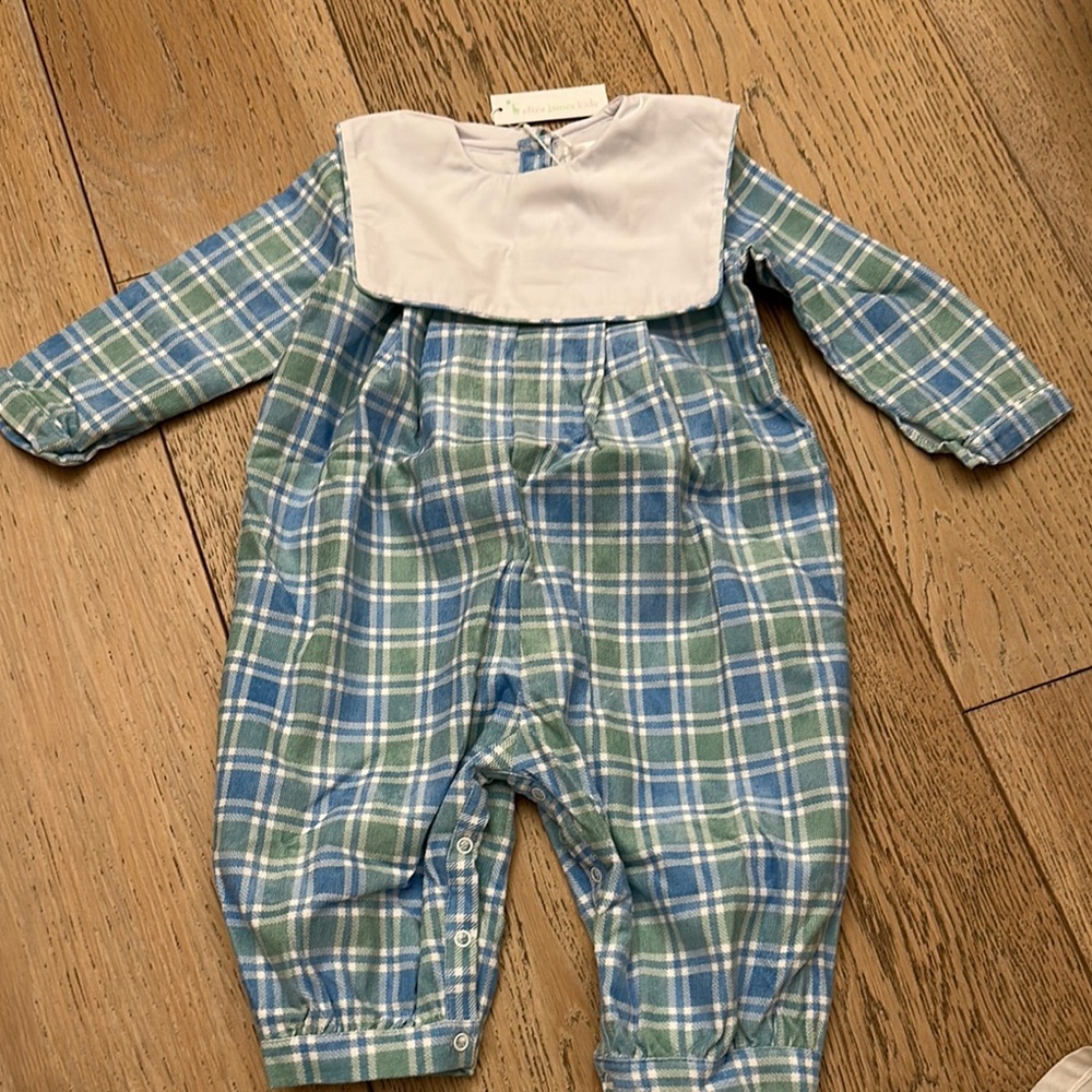 Eliza and James Plaid Baby Romper with White Collar 12m